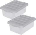 2 Pack Storage Bins with Lids, Stackable Plastic Containers, 14 Qt by Yesdate