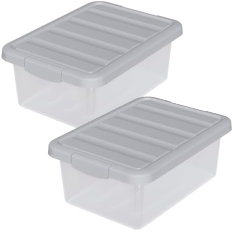2 Pack Storage Bins with Lids, Stackable Plastic Containers, 14 Qt by Yesdate
