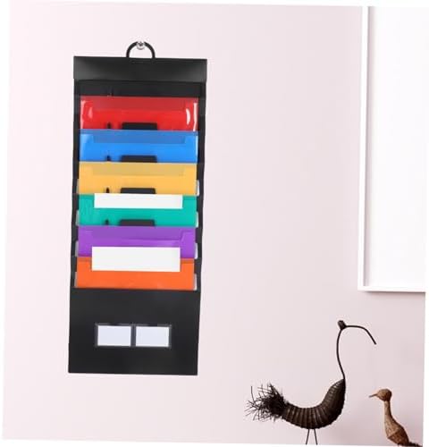 Portable Accordion File Organizer 6 Pockets Wall Hanging Black - Image 6