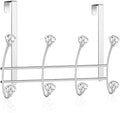 Over The Door Towel Hooks with Crystal Knobs, 8 Hook Heavy Duty Doors Hanger Rack for Bathroom, No Drill Slim Over Door Organizer for Bedroom Closet, Holds Coats Towels Robes Bags Purse by Otoolling
