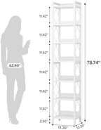 Tribesigns 78.7 Inch Tall Skinny Narrow Bookshelf Bookcase Set of 2, White - Image 2