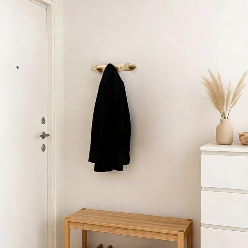 Coat Rack Wall Mounted,Champagne Bronze Zinc Alloy with 3 Hooks - Image 6