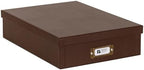 Bigso Oskar Fiberboard Document Storage Box with Lid for A4 and Letter Size Papers - Stylish, Sturdy, and Stackable Keepsake Box with Label Holder - W10.2in x D13.8in x H3.3in - Recycled Leather by Bigso