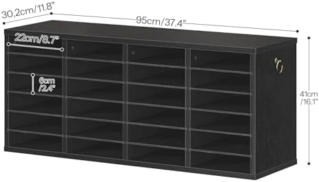 HOOBRO Literature Organizers, 24 Compartments Office Mailbox with Adjustable Shelves, Wood Countertop Literature Sorter for Office, Home, Classroom, Mailrooms Organization Black BK64WF01 - Image 3