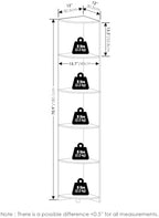 Furinno ECON Corner Shelf, 5-Tier Corner Book Shelf, Storage Shelves, Display Rack, Bookshelf, for Organization and Storage, Living Room, Home Office, White - Image 3