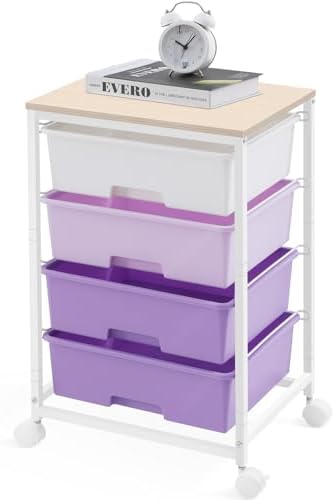 SYKIARIOL Rolling Cart with Drawers, 4-Drawer Utility Cart, Purple by SYKIARIOL