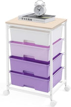 SYKIARIOL Rolling Cart with Drawers, 4-Drawer Utility Cart, Purple by SYKIARIOL