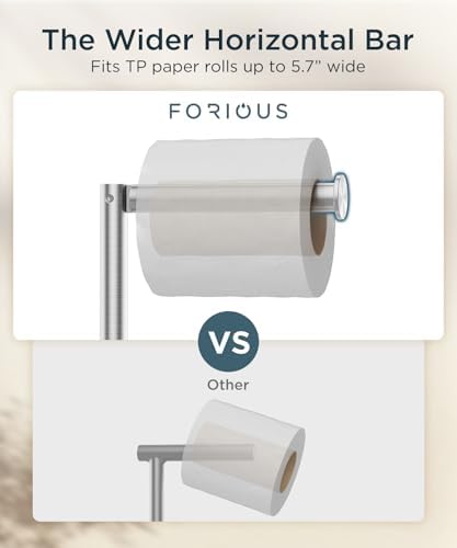 FORIOUS Toilet Paper Holder Stand with Storage for 4 Rolls, Brushed Nickel - Image 5