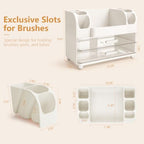 Makeup Organizer for Vanity with Brush Holder, Countertop Bathroom Cosmetic Organizer Skin Care Storage, Large Easy to Store Lipsticks, Nail Polishes, Perfumes, Eyeshadow Palettes (White) - Image 2