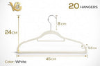 Non-Slip Clothes Hangers Set – Slim Velvet Coat Hangers with Swivel Hooks – Space-Saving Shirt, Dress & Jacket Hangers for Closet Organization (20, White) - Image 2