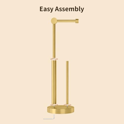 YUMORE Toilet Paper Holder Stand with Storage & Weighted Base, Brushed Gold - Image 6