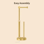 YUMORE Toilet Paper Holder Stand with Storage & Weighted Base, Brushed Gold - Image 6