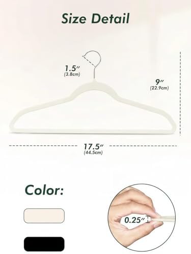 HOUSE DAY Ivory Velvet Hangers 50 Pack - Non Slip Felt Hangers, No Wrinkles - Image 6