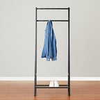 Amazon Basics 9 Hooks Coat Rack, Freestanding Entryway Shoe Bench with Metal 1-Tier Storage Shelf, Space Saving for Hallway and Bedroom, 13" D x 27.6" W x 69" H, Black - Image 6