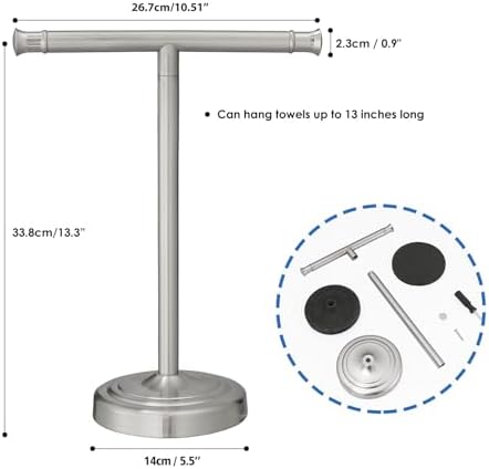 RUMOSE Brushed Nickel Hand Towel Holder Stand Countertop Towel Rack - Image 7