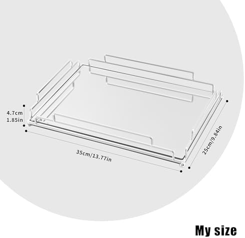 Tieson Mirror Tray Contemporary Silver Dresser Perfume Tray Bathroom Dresser Bedroom (Silver) - Image 5