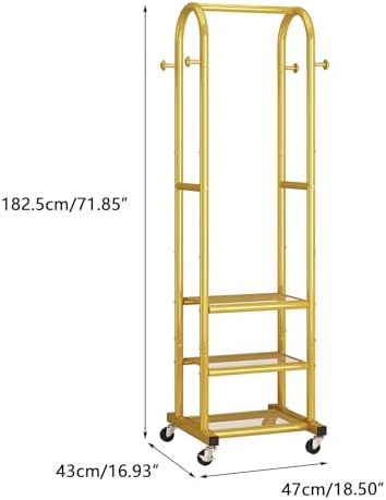 Dttwacoyh Clothing Rack with Wheels,Narrow Metal Garment Rack,Gold - Image 2