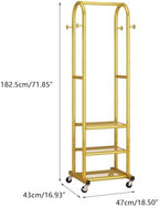 Dttwacoyh Clothing Rack with Wheels,Narrow Metal Garment Rack,Gold - Image 2