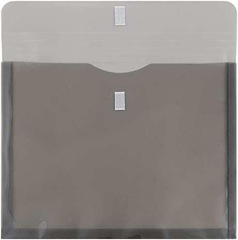 JAM PAPER Plastic Expansion Envelopes with Hook & Loop Closure - Letter Booklet - 9 3/4 x 13 with 1 Inch Expansion - Smoke Gray - 12/Pack - Image 2