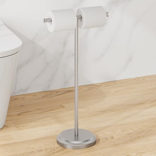 RUMOSE Toilet Paper Holder Stand for Floor Free Standing, Nickel - Image 6