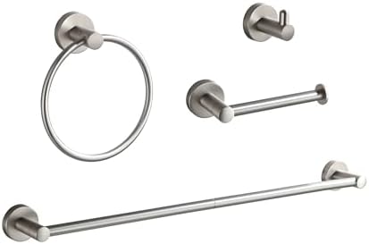 BGL Bathroom Accessory Set,4-Piece Brushed Nickel Towel Racks for Bathroom, 24 Inches Towel Bar, Towel Ring, Toilet Paper Holder & Robe Hook, Wall Mounted by BGL