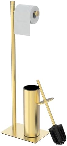 RUACQ Toilet Paper Holder Stand with Toilet Brush & Holder Set, Gold by Ruacq