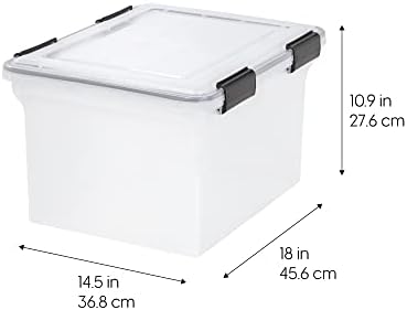 IRIS USA WeatherPro Storage File Box, 32 Qt. 6-Pack, Clear/Black - Image 5