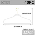 MIZGI Premium Velvet Hangers - 40 Pcs Heavy Duty, Non Slip Felt, Space Saving, White with Gold Hooks - Image 6