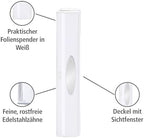 WENKO Plastic Wrap Dispenser with Cutter, Saran Film Holder, Refillable Aluminum Foil Wrap Dispenser with Slide Cutter for Kitchen Organization, 14.96 x 2.05 x 2.64 in, White - Image 2
