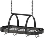CHOEZON Hanging Pot Rack, Pot Hanger for Kitchen, Ceiling Mounted Pot Holder, Cookware Organizer with 12 S-Shaped Hooks, for Pot, Pan Storage, Space-Saving, Charcoal Black and Black TPR08BCC1 by Choezon