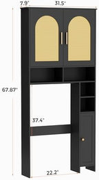 Homhedy Wooden Over The Toilet Storage Cabinet, Natural and Black - Image 2
