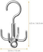 Alipis 4-Claw Rotary Hook Organizer Belt Hanger for Coats Hats Bags and Ties Hanging Rack Space-Saving Accessory Organizer 3-Pack 6.49 X 6.49 X 8.85 in - Image 5