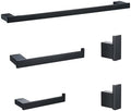 5-Pieces Matte Black Bathroom Accessories Set, Stainless Steel Bathroom Hardware Set, 23.6 Inch Bath Towel Bar Set, Towel Hooks,Towel Racks for Bathroom Wall Mounted,SE96009S-5MB by SEABEFORE
