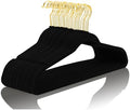 MIZGI Premium Velvet Hangers Pack 100 Pcs Heavyduty - Non Slip Slimline - Velvet Suit Hangers Black - Gold Hooks,Space Saving Clothes Hangers by MIZGI