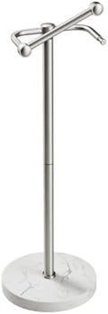 RARXTR Toilet Paper Holder Stand, Bathroom Free Standing Toilet Paper Stand with Modern Marble Base, Post Pivoting Toilet Paper Stand with Stainless Steel Tissue Rack, Rust-Proof (Brushed Nickel) by ElevateYourSpaceChooseRARXTR