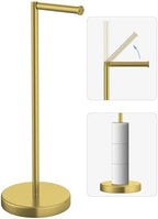Brushed Gold Toilet Paper Holder Stand Free Standing Tissue Roll Holder by BathroomDecor