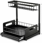 Under Sink Organizer 2 Tier Sliding Storage Rack – Carbon Steel Pull Out Cabinet Shelf for Kitchen & Bathroom, Heavy Duty Metal Under Cabinet Organizer. by Unknown