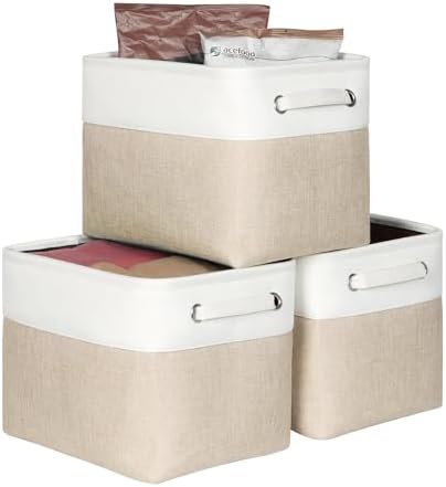Fabric Storage Bins, 12x10x9.5 Inch Storage Cubes Baskets, 3 Pack by Kntiwiwo