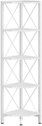 CHOEZON 5-Tier Corner Shelf, Corner Bookcase, 55.2" Tall Vertical Display Rack, Plant Stand, Open Storage Shelf, for Living Room, Bedroom, Study, Kitchen, White TCJ12WB - Image 6