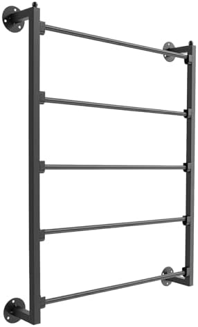 5-Tier Wall Mounted Scarf Rack, Metal Ribbon Organizer Towel Holder, Space-Saving Display for Ties Scarves Wrapping Paper for Home, Flower Shop (Black) by Unknown