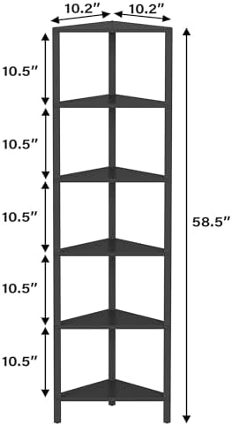 TUTOTAK Corner Shelf, 6-Tier Corner Bookshelf for Small Space - Image 2