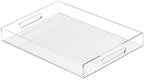 Acrylic Tray 16x12 with Cut Handles - Spill Proof Decorative Tray is an Ideal Countertop Organizer for Living Rooms, Ottoman Coffee Tables, Offices, Kitchens & Serving Guests by Unknown