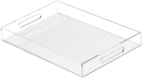 Acrylic Tray 16x12 with Cut Handles - Spill Proof Decorative Tray is an Ideal Countertop Organizer for Living Rooms, Ottoman Coffee Tables, Offices, Kitchens & Serving Guests by Unknown