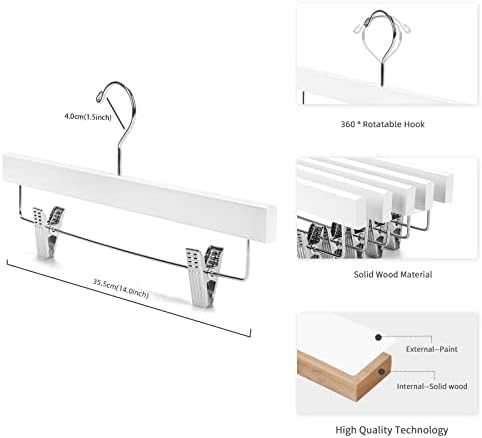 Nature Smile Deluxe Wooden Pants Hangers, White, Pack of 28 - Image 2