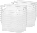 Sterilite 9.5 x 6.5 x 4 Inch Small Open Scoop Front Clear Storage Bin with Comfortable Carry Through Handles for Household Organization (32 Pack) by Sterilite