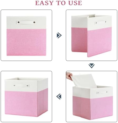 FinishingBo 13x13x13 Storage Cube Bins 4 Pack, Cube Shelf Baskets - Image 4