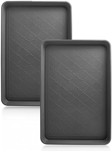 Boot Tray for Entryway Indoor, Heavy Duty Shoe Mat Tray 2 Packs, 23"x15.5" Waterproof Shoe Trays with Raised Edge, Outdoor Multi-Purpose Mat for Boots, Shoes, Garden, Pets by WATANIYAPET