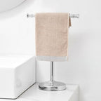RUMOSE Polished Chrome Hand Towel Holder Stand Countertop Towel Rack - Image 2