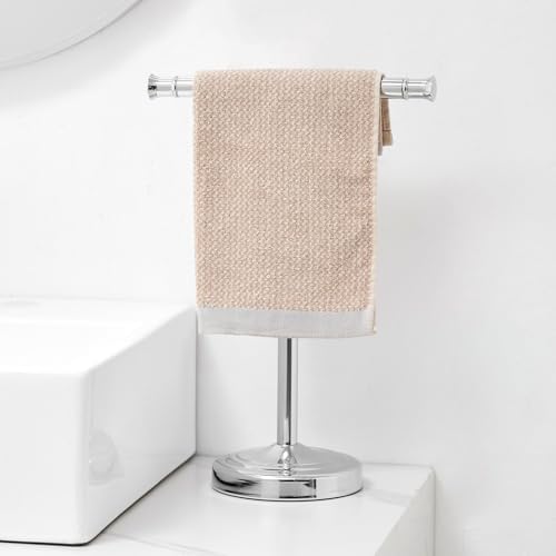 RUMOSE Polished Chrome Hand Towel Holder Stand Countertop Towel Rack - Image 2