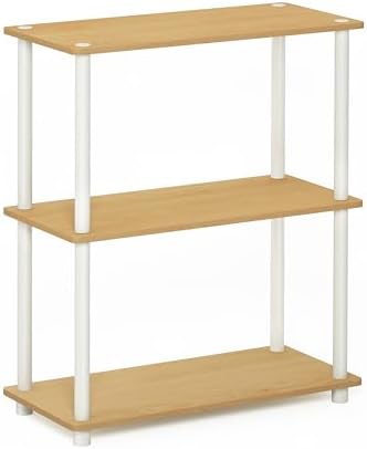 Furinno TURN-N-TUBE Storage Shelves, 3-Tier Book Shelf, Corner Shelf, Toolless Open Shelves, for Organization and Storage, Living Room, Garage, Home Office, Beech - Image 6